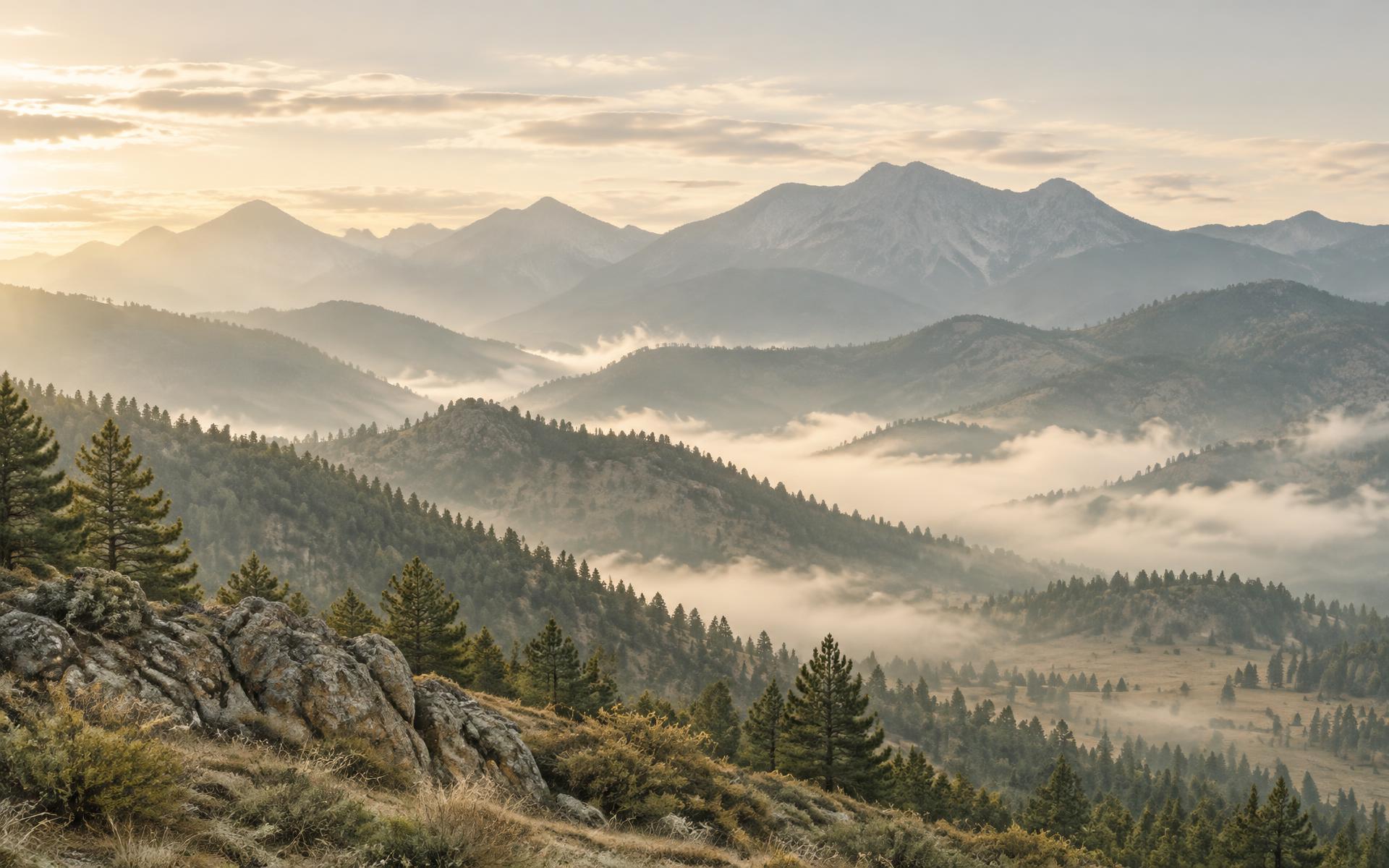 Soft morning light over the layered Colorado foothills